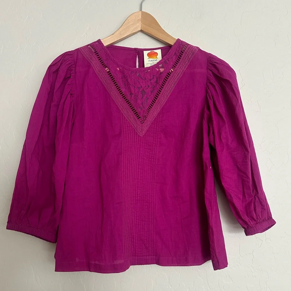 Farm Rio for Anthropologie Kelsie Peasant Blouse Size XXS Petite